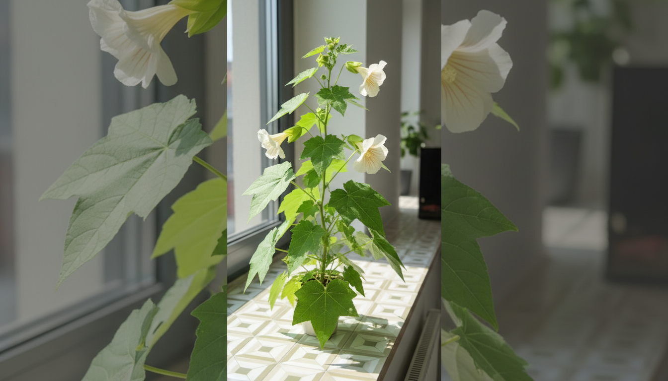 Абутилон (Abutilon), на солнечном подоконнике