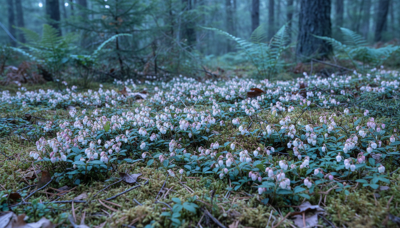 Эпигея ползучая (Epigaea repens), крупный план цветущей ветки