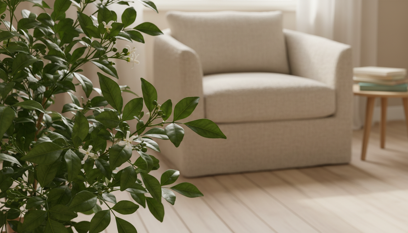 Муррайя (Murraya paniculata), в интерьере в стиле japandi